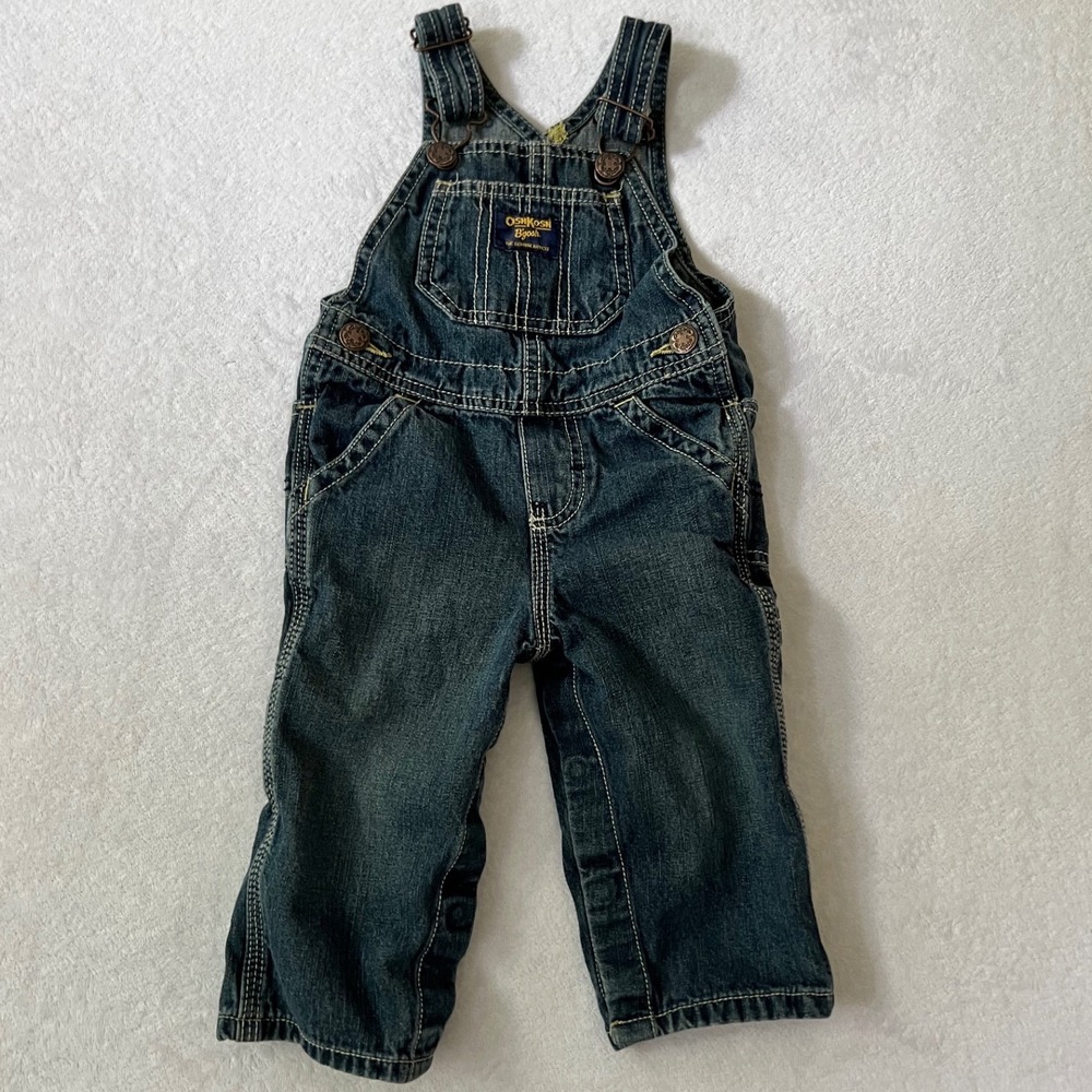 OshKosh B'gosh VTG Overalls Dark Wash Denim Classic Workwear 12 Months